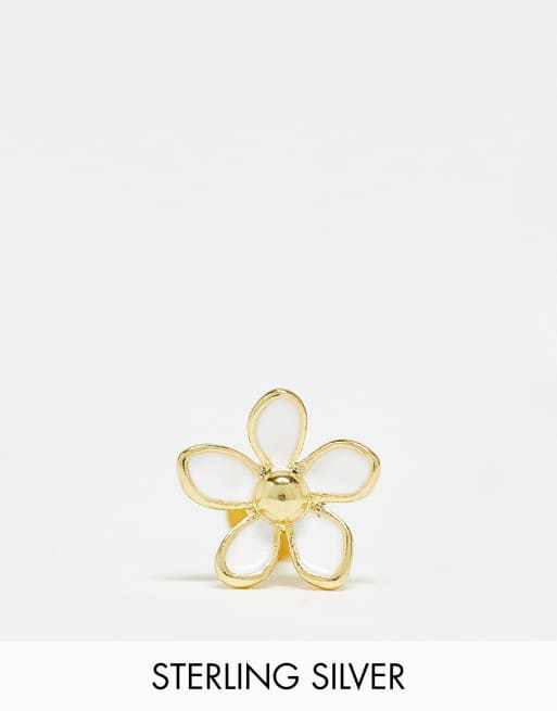 Kingsley Ryan - Piercing labiale in argento sterling placcato oro con fiore smaltato