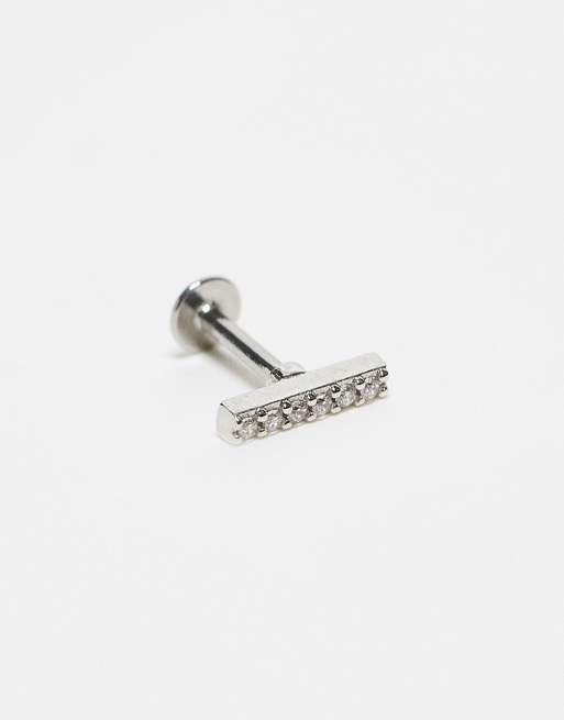 Kingsley Ryan - Piercing labret a barretta in argento sterling con pietre, 4 di 4
