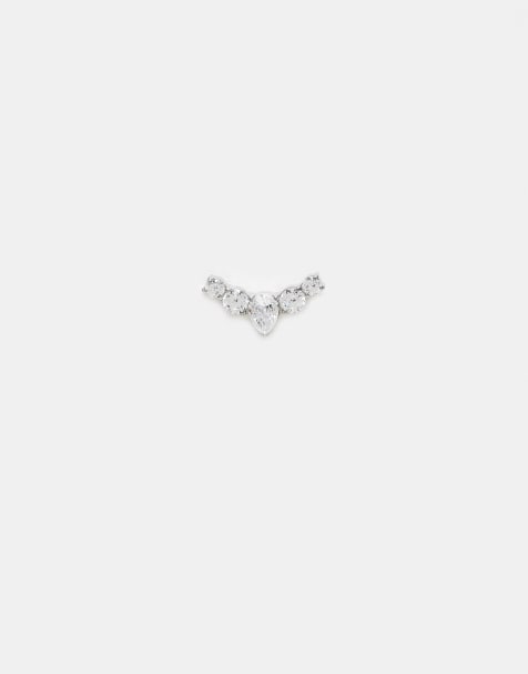 Kingsley Ryan - Piercing labret arrotondato in acciaio argento con gemme - view 1