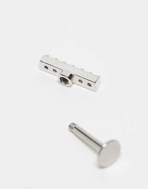 Kingsley Ryan - Piercing labret en argent massif avec barre ornée de strass, 3 de 4