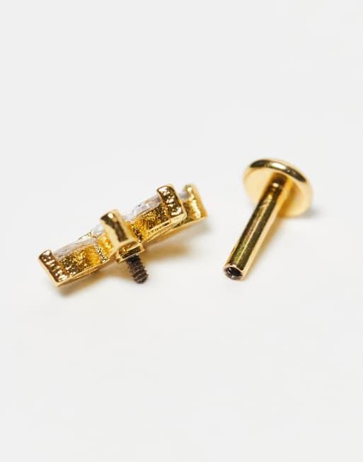 Kingsley Ryan - Piercing labret en plaqué or avec pétales en zircon cubique, 3 de 3