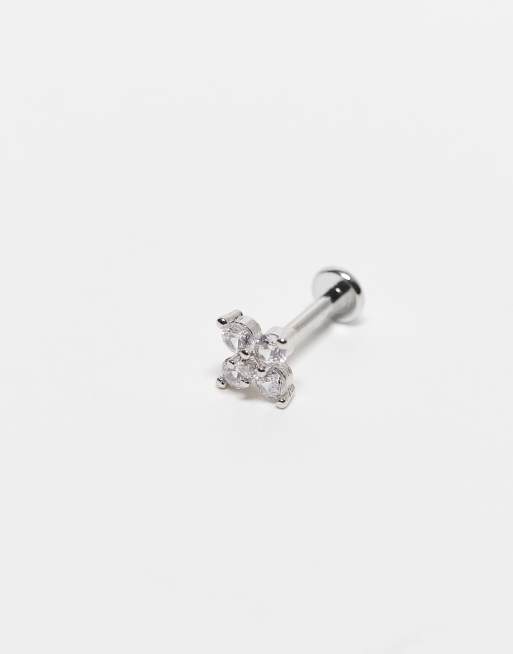 Kingsley Ryan - Piercing labret in acciaio inossidabile da 6 mm a forma di fiore con gemme