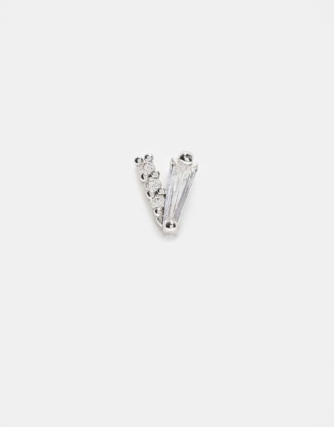 Kingsley Ryan - Piercing labret in acciaio inossidabile da 6 mm a forma di V con gemme - view 1