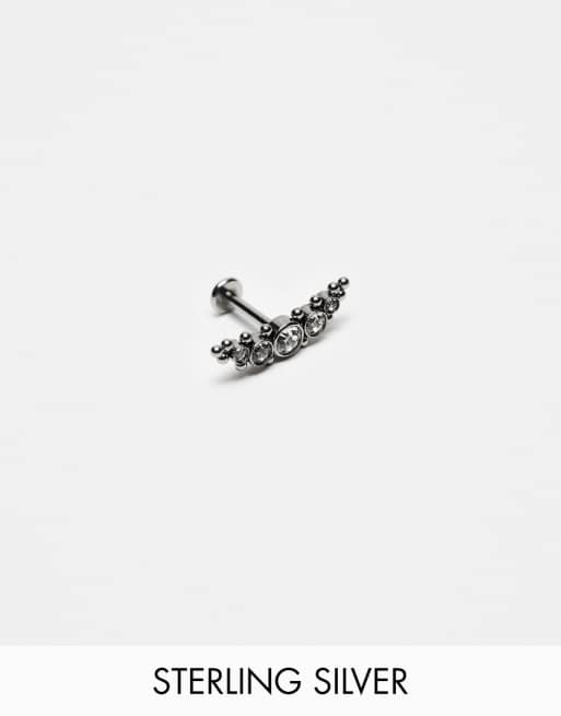 Kingsley Ryan - Piercing labret in argento sterling con gemme multiple