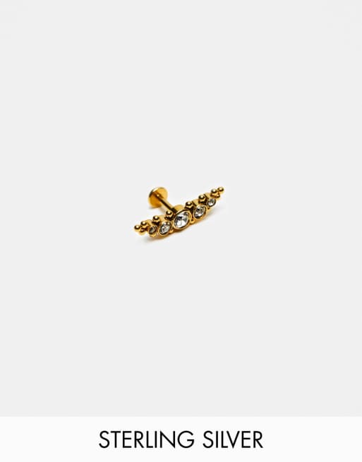 Kingsley Ryan - Piercing labret in argento sterling placcato oro con gemme multiple