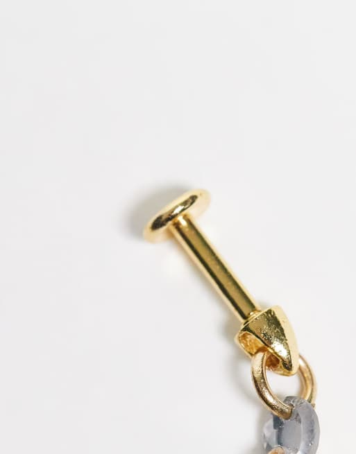 Kingsley Ryan - Piercing labret per l'orecchio in acciaio inossidabile da 6 mm con cristallo pendente a goccia, 2 di 3