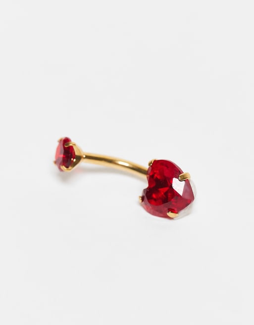 Piercing Nombril Acier Chirurgical Zirconium Rouge - Longueur Tige 10 Mm - Neuf Avec Étiquettes