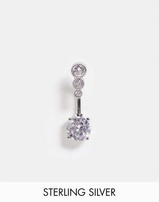 Kingsley Ryan - Piercing per ombelico a barra in acciaio inossidabile con cristalli sfumati