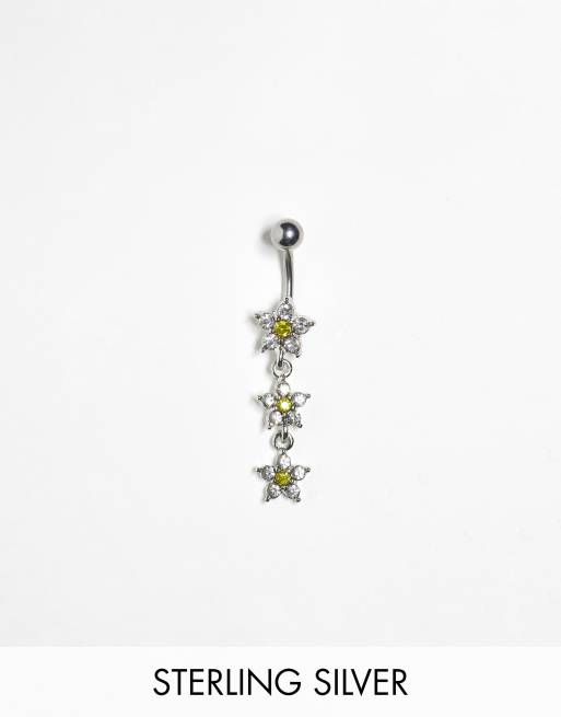 Kingsley Ryan - Piercing per ombelico argentato a forma di margherite