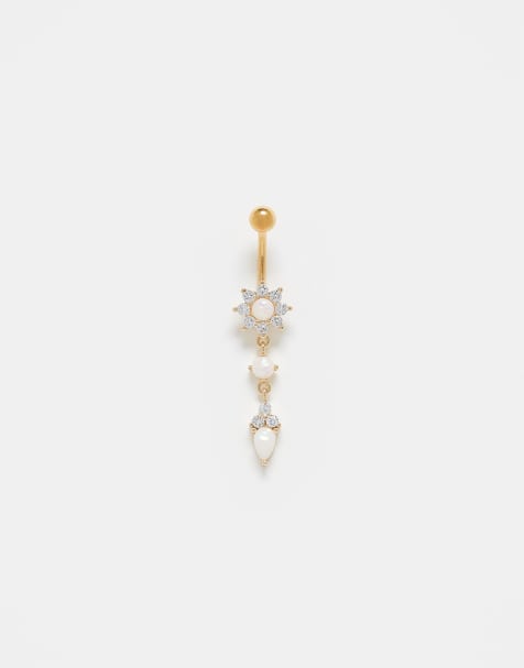 Kingsley Ryan - Piercing per ombelico color oro con ciondolo a goccia con opale - view 1