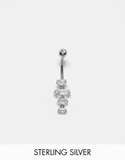 Kingsley Ryan - Piercing per ombelico in argento sterling con cristalli baguette