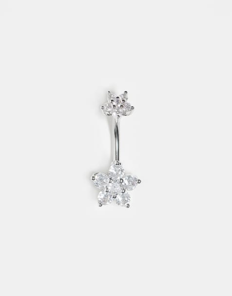 Kingsley Ryan - Piercing per ombelico in argento sterling con strass - view 1