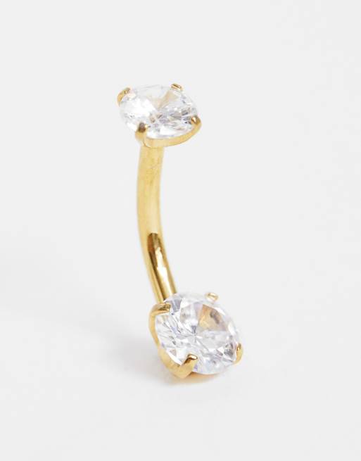 Kingsley Ryan - Piercing per ombelico oro con cristalli, 2 di 3