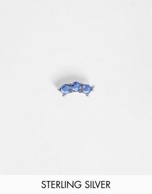 Kingsley Ryan - Piercing pour cartilage en argent massif orné de cristaux bleus