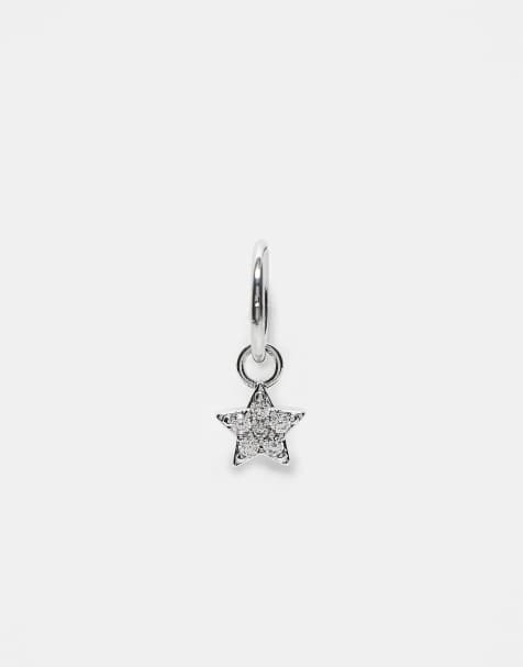 Kingsley Ryan - Piercing van 8mm van sterling zilver met stervormig hangertje met siersteentjes - view 1