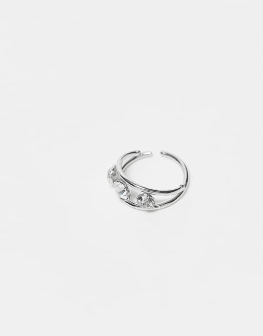 Kingsley Ryan – Piercingring med gångjärnsfunktion i sterlingsilver med smyckestenar, 8mm