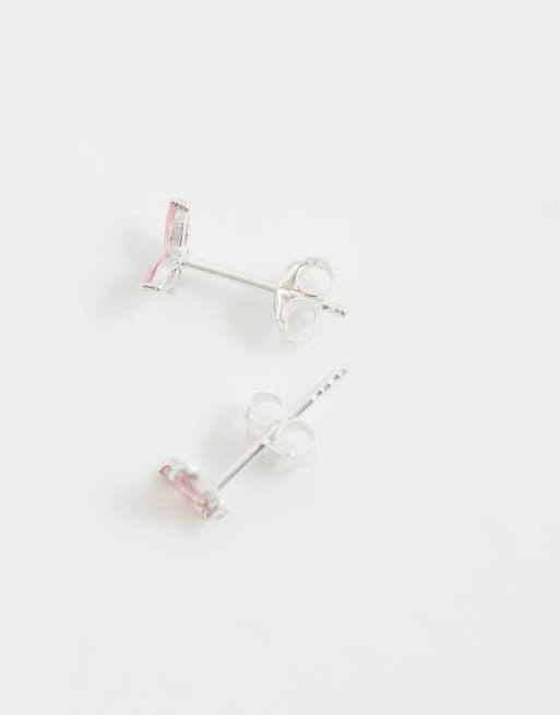 Kingsley Ryan pink gemset butter fly stud earrings in sterling silver, 4 of 4