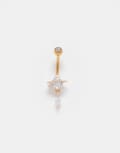 [Kingsley Ryan] Kingsley Ryan planet charm belly bar in gold-Silver No Size Clear
