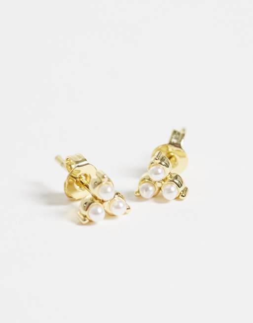 Kingsley Ryan puce d’oreille grappe de perles fantaisie en laiton plaqué or 14 carats, 2 de 4