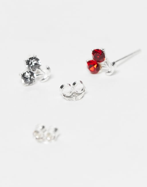 Kingsley Ryan red cherry stud earrings in sterling silver ASOS