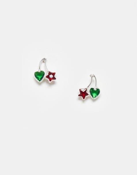 Kingsley Ryan red gem heart and star cherry stud earrings - view 1