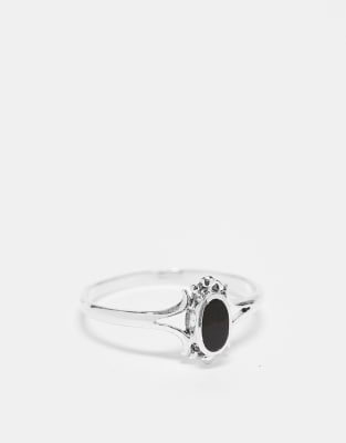 Kingsley Ryan - Ring aus Sterlingsilber mit schwarzem, ovalem Onyx-Schmuckstein