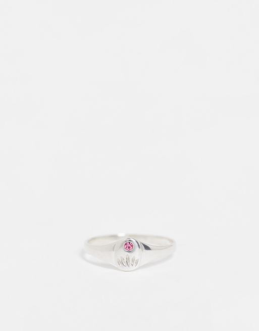 Kingsley Ryan – Ring i sterlingsilver med månadsstenen för oktober, rosa kristall, 4 av 4