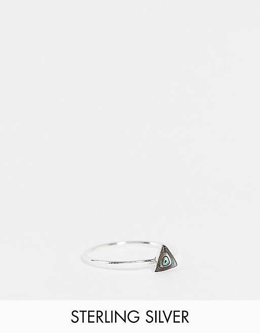 Kingsley Ryan ring with abalone effect triangle in sterling silver