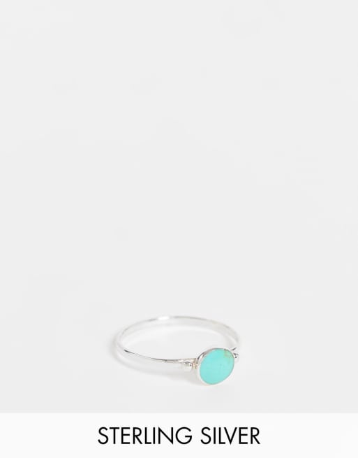 Kingsley Ryan ring with round turquoise stone in sterling silver - SILVER