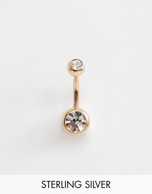 Kingsley Ryan Rose Gold Double Jewelled Belly Bar Asos