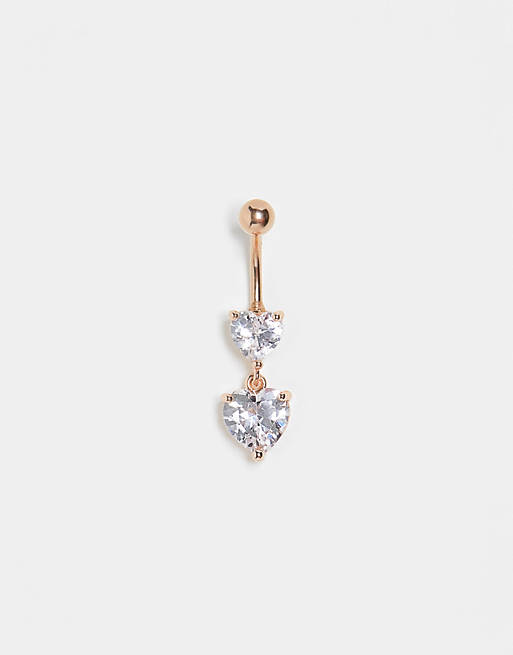 Asos Women Accessories Jewelry Body Jewelry Belly bar with crystal heart 