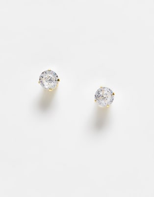 Kingsley Ryan round crystal stud earrings in gold plate