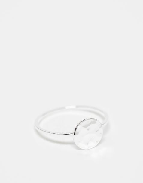 Kingsley Ryan round hammered ring in sterling silver - view 1