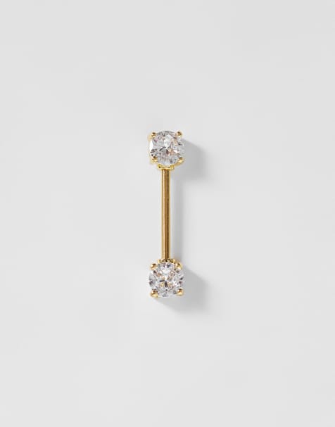 Kingsley Ryan round nipple bar in 14ct gold plated steel - view 1