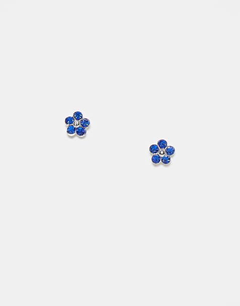 Kingsley Ryan sapphire daisy stud earrings in sterling silver - view 1