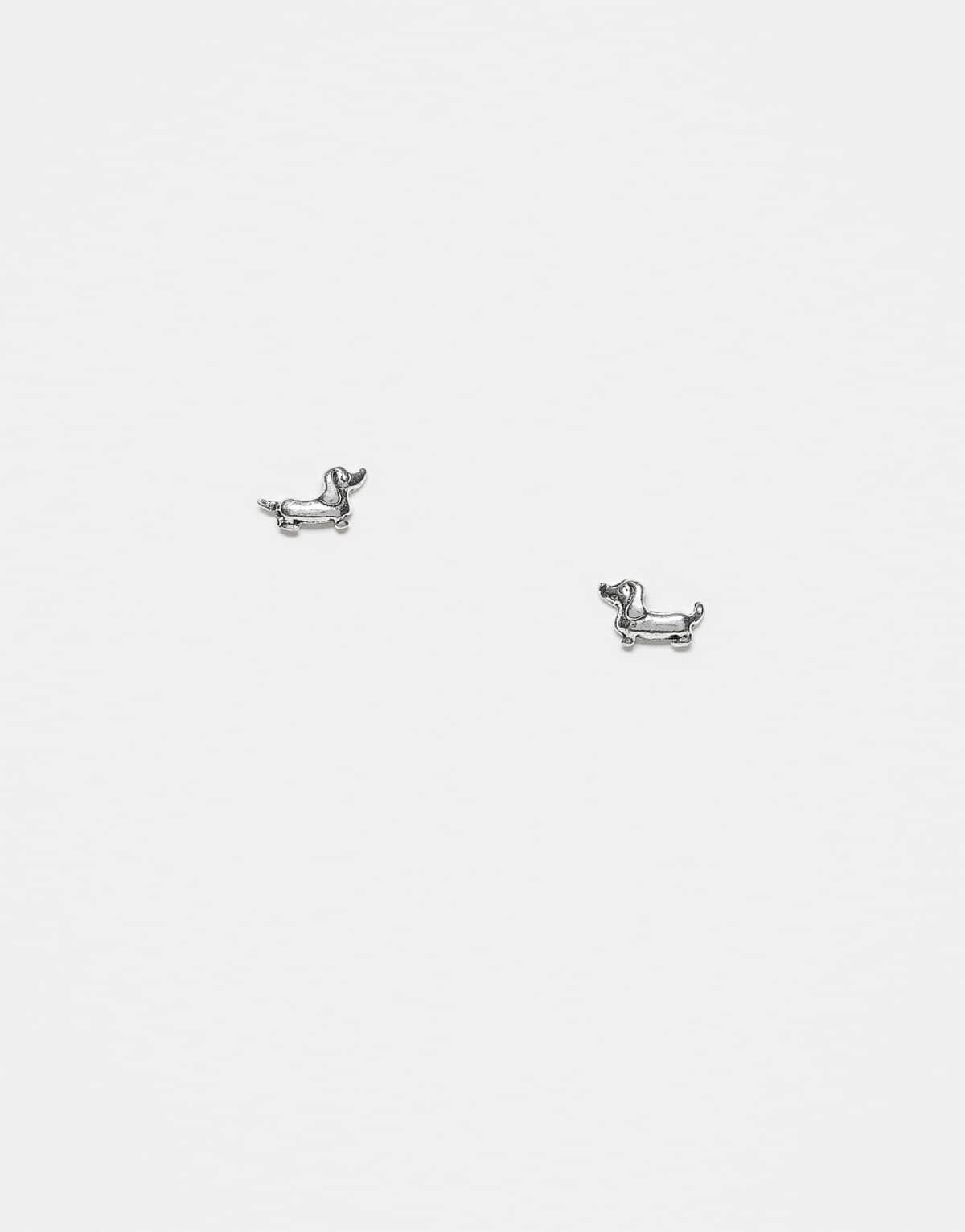 Kingsley Ryan sausage dog stud earrings in sterling silver