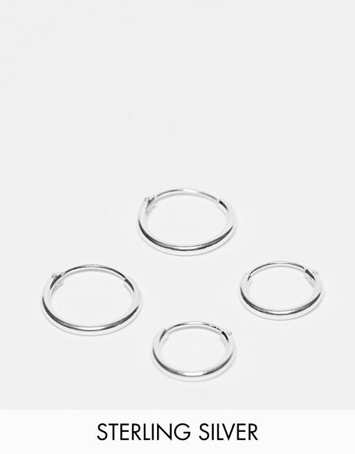 Kingsley Ryan – Set mit Creolen aus Sterlingsilber, 10 mm und 12 mm 