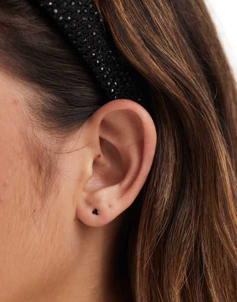 Kingsley Ryan - Set van 3 oorbellen met zwarte steentjes in sterling zilver - view 1