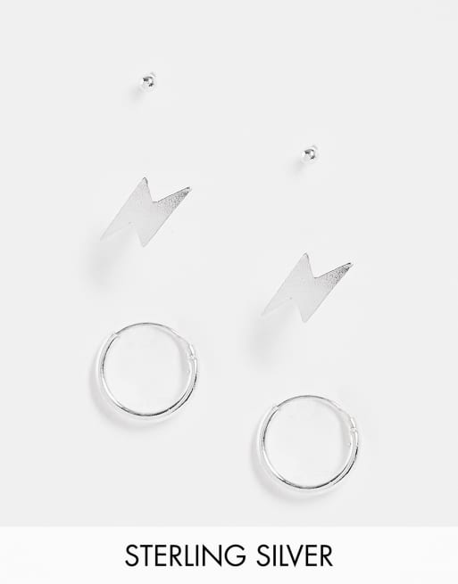 Kingsley Ryan - Set van 3 pijl- en micro-oorknopjes in sterling zilver