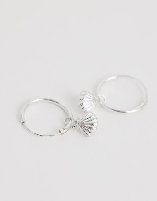 Kingsley Ryan shell charm hoops in sterling silver, 3 of 4