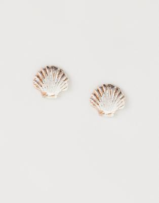Kingsley Ryan Shell Stud Earrings In Silver