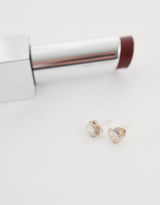 Kingsley Ryan Shell Stud Earrings In Silver
