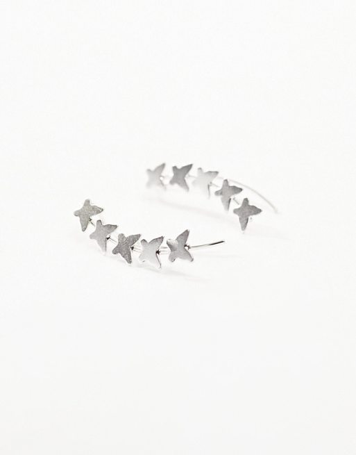 Kingsley Ryan – Silberfarbener, länglicher Ohrstecker aus Sterlingsilber in Schmetterlingsdesign, 2 von 4