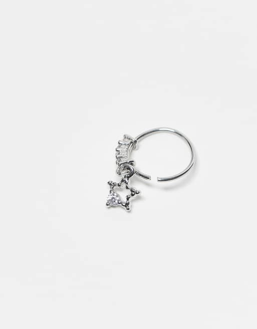 Kingsley Ryan – Silberfarbener, mit Schmucksteinen besetzter 10 mm Stern-Ohrring mit Cut-out-Design