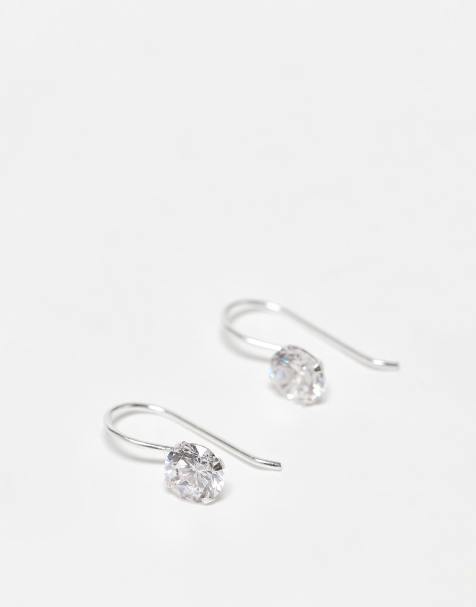 Kingsley Ryan simple cubic zirconia round drop earrings in sterling silver - view 1