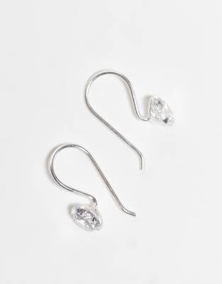 Kingsley Ryan Simple Cubic Zirconia Round Drop Earrings In Silver