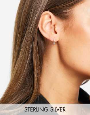 Kingsley Ryan single crystal huggie hoop earrings in