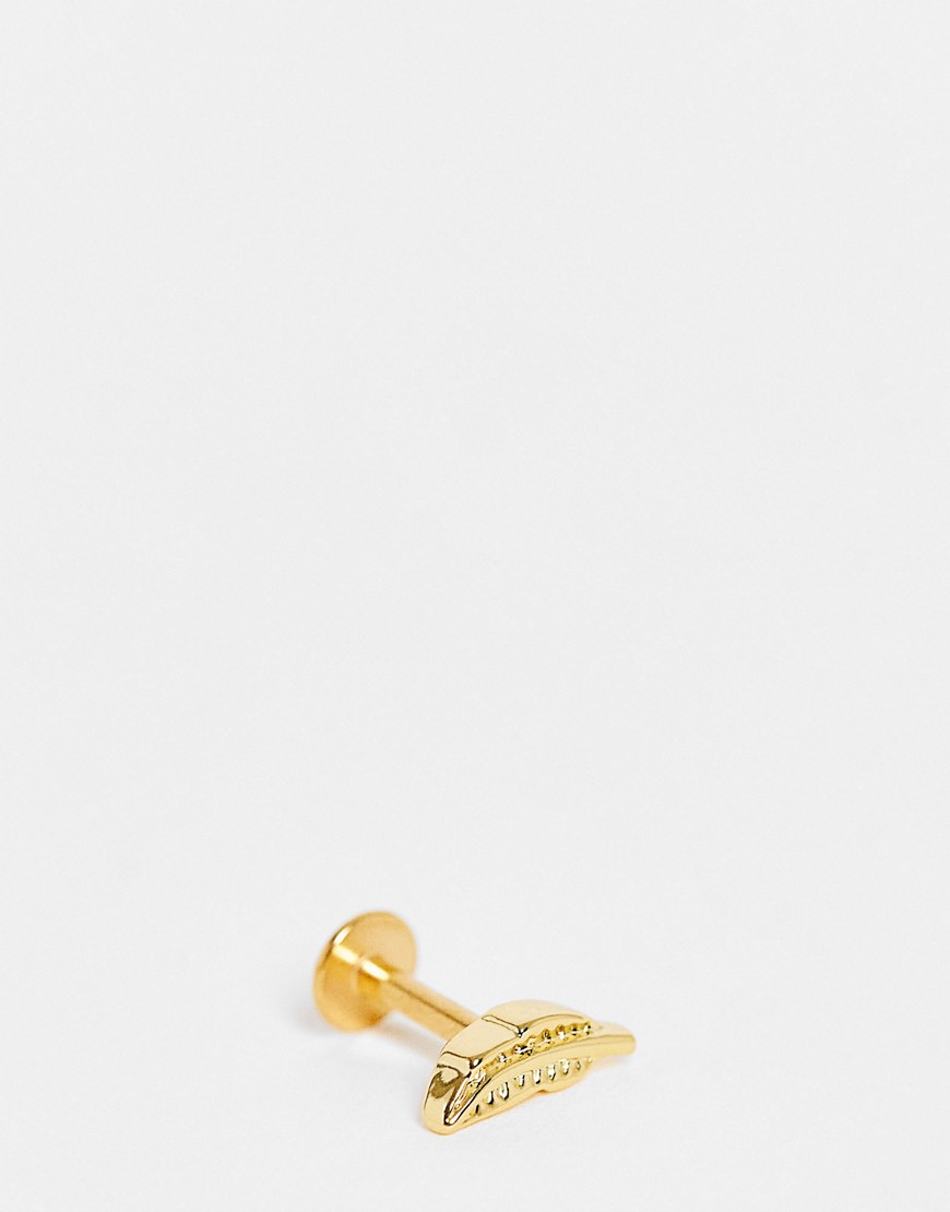 Kingsley Ryan single piercing stud earring in feather-Gold