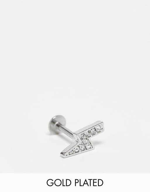 Kingsley Ryan single piercing stud earring in silver lightning bolt