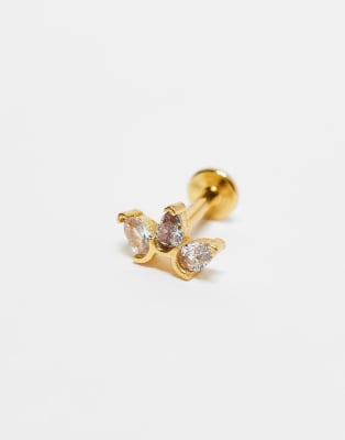 Kingsley Ryan Small Petal Labret Piercing Earring In Gold